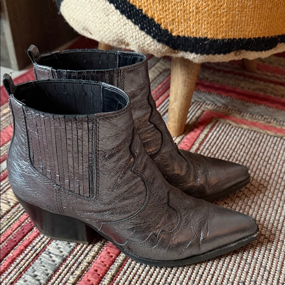 Sam Edelman Metallic Western Ankle Boots